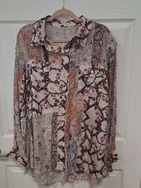 POL Multicolor Patchwork Button-Down Shirt